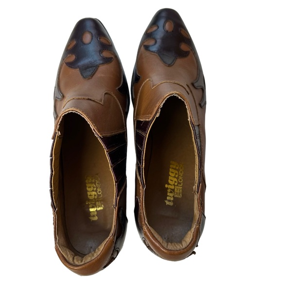 Twiggy London Western Style Booties Brown and Tan 2” Heel Ankle Boots Size 7 - Picture 8 of 13